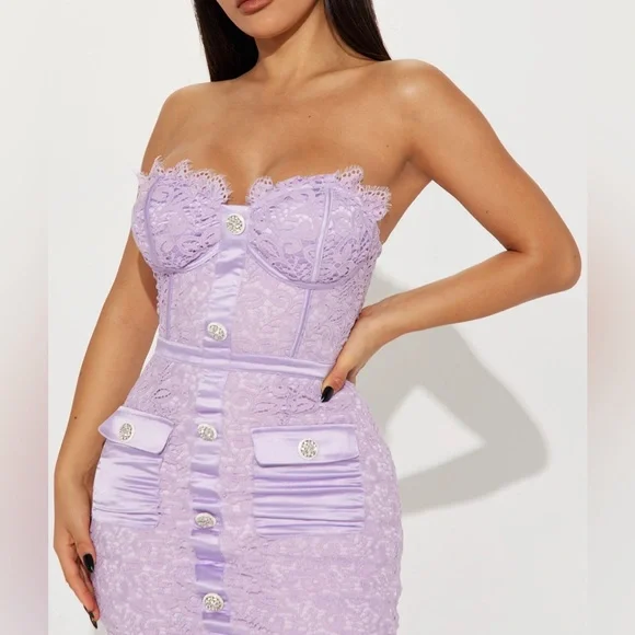 slim fit dress slacks Novalie Pink Lace Mini Dress main image 1